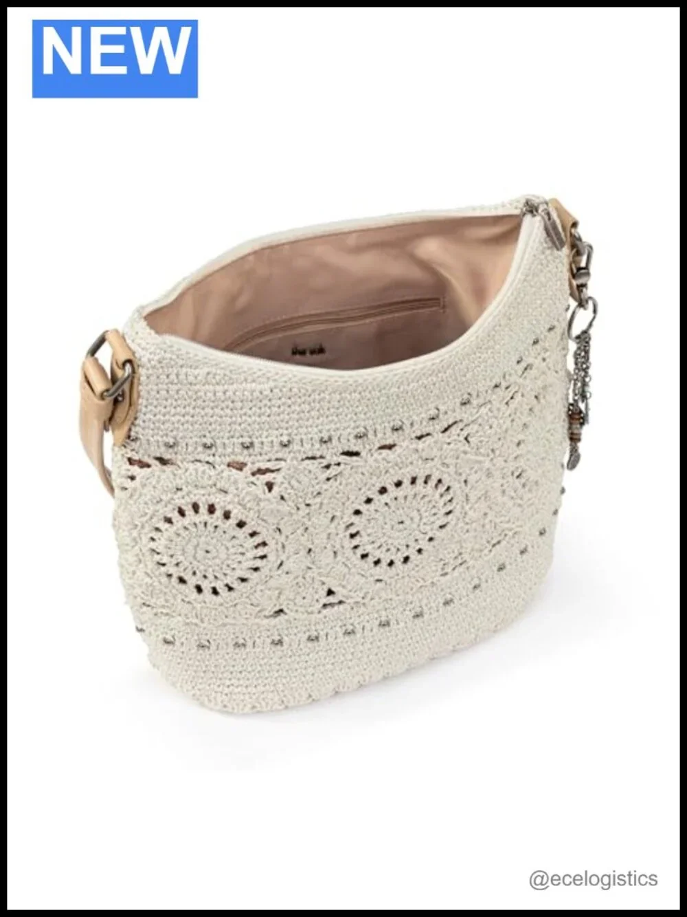 Hand Crochet Hobo Bag Women's Purse Large Tote with Zipper Pocket Travel